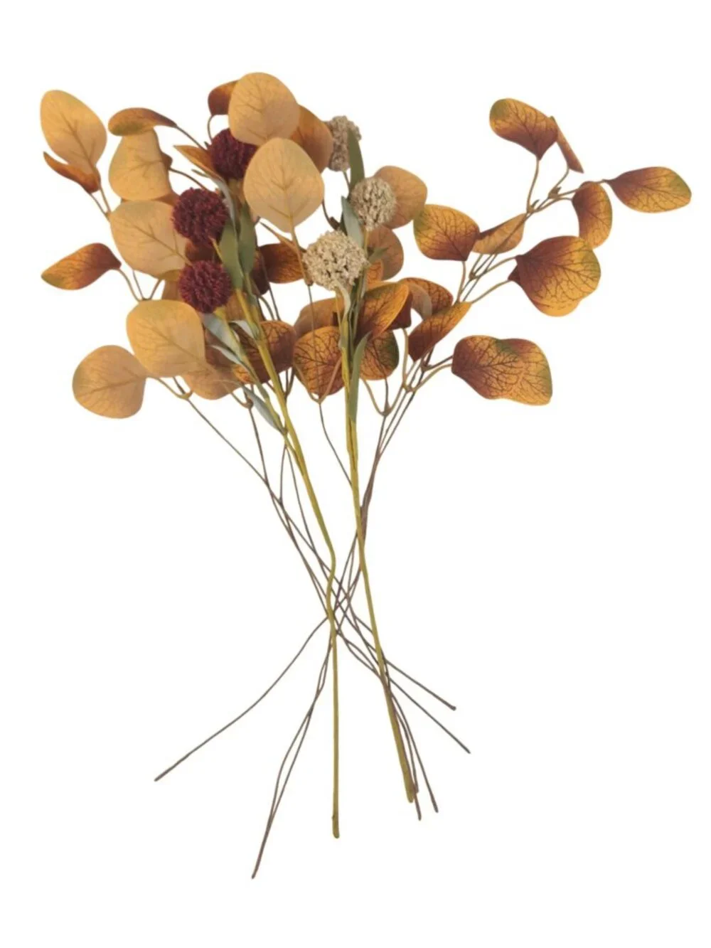 Fall Eucalyptus Stems with Billy Balls, 10 Stem Faux Floral Filler, Autumn Wreat
